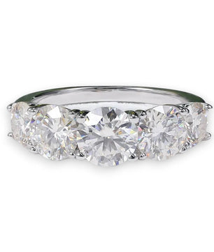 Sparkling 3.6CT Moissanite Ring 5-Stone Wedding Band - Ornalux