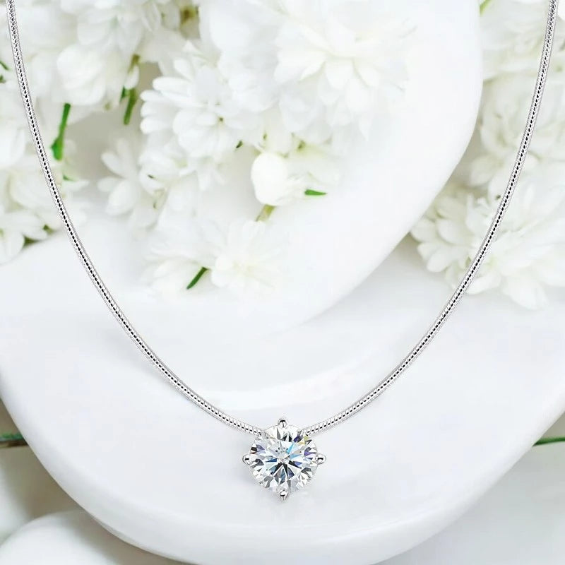 0.5-2CT Certified Moissanite Necklace - Sparkling Lab Diamond - Ornalux