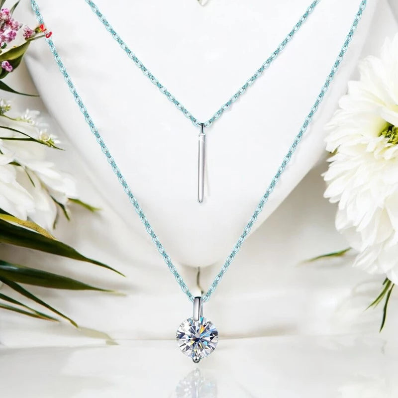 1-2CT Double Chain VVS Moissanite Necklace - Ornalux