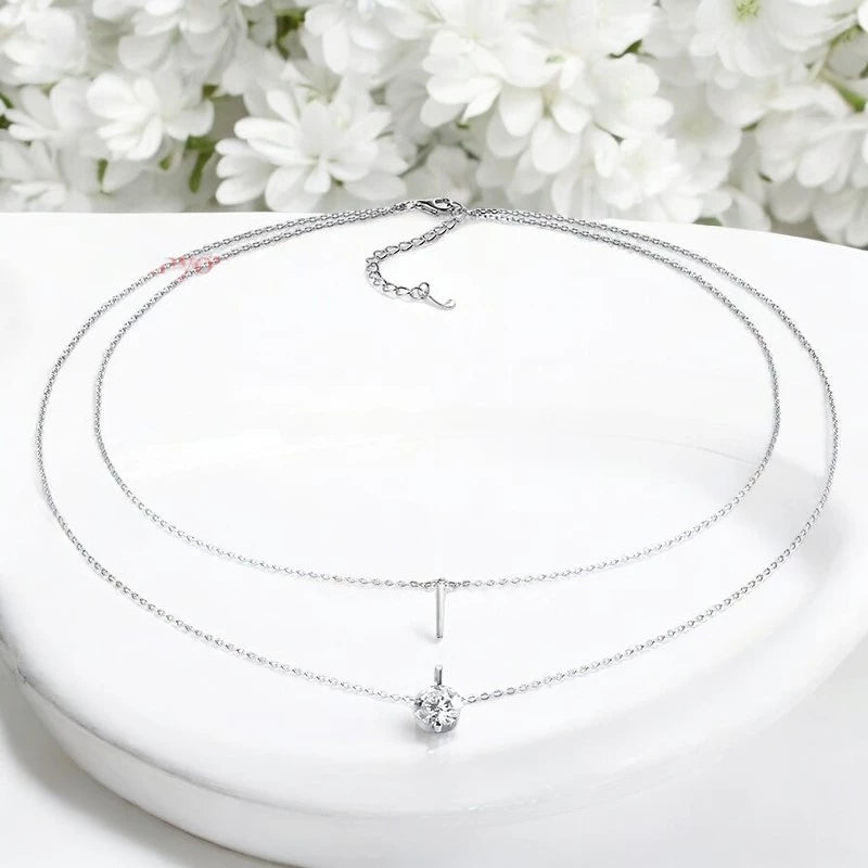 1-2CT Double Chain VVS Moissanite Necklace - Ornalux