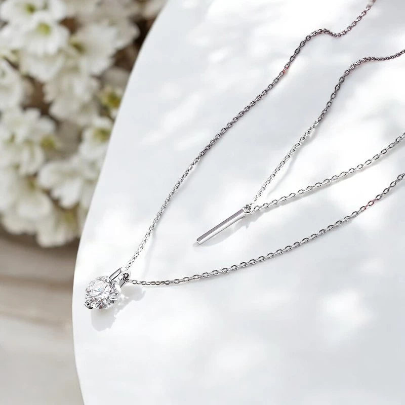 1-2CT Double Chain VVS Moissanite Necklace - Ornalux