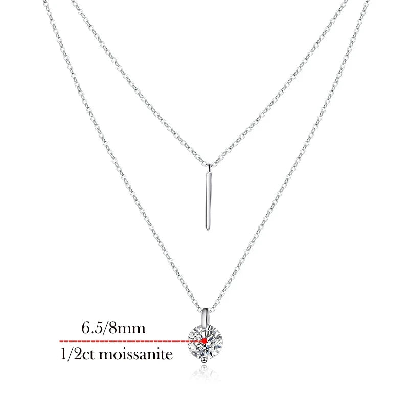 1-2CT Double Chain VVS Moissanite Necklace - Ornalux