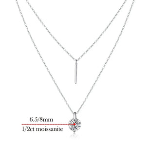 1-2CT Double Chain VVS Moissanite Necklace - Ornalux