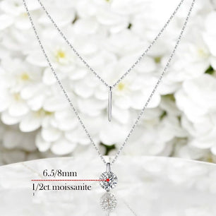 1-2CT Double Chain VVS Moissanite Necklace - Ornalux