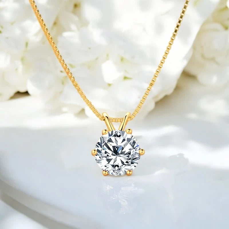 Luxury 3.0 Carat Round Cut Moissanite Pendant Necklace - Ornalux