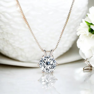 Luxury 3.0 Carat Round Cut Moissanite Pendant Necklace - Ornalux