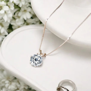 Luxury 3.0 Carat Round Cut Moissanite Pendant Necklace - Ornalux