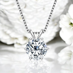 Luxury 3.0 Carat Round Cut Moissanite Pendant Necklace - Ornalux