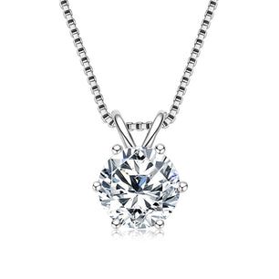 Luxury 3.0 Carat Round Cut Moissanite Pendant Necklace - Ornalux