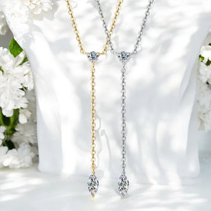 Marquise Cut Y-Shape Moissanite Necklace - Ornalux