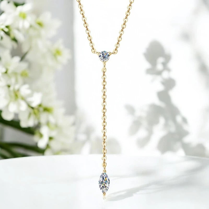 Marquise Cut Y-Shape Moissanite Necklace - Ornalux