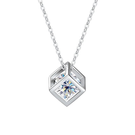 Real S925 Sterling Silver Moissanite Pendant Necklace - Ornalux