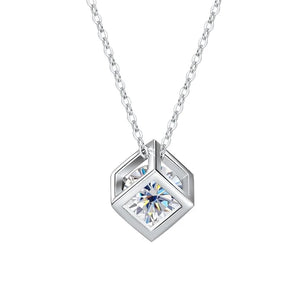 Real S925 Sterling Silver Moissanite Pendant Necklace - Ornalux