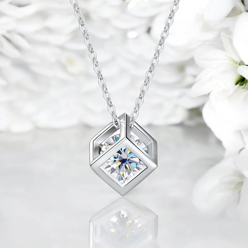 Real S925 Sterling Silver Moissanite Pendant Necklace - Ornalux