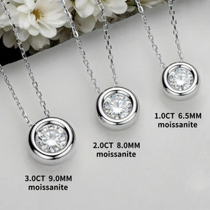 High Quality D VVS1 Round Cut Moissanite Pendant Necklace - Ornalux