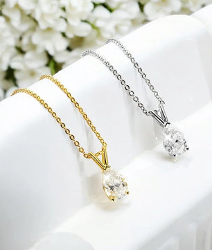 18k Plated 1.5CT Pear Cut Moissanite Diamond Necklace - Ornalux