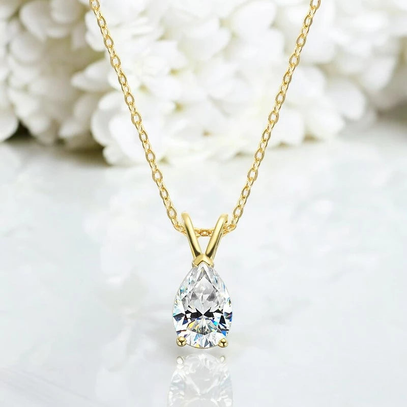 18k Plated 1.5CT Pear Cut Moissanite Diamond Necklace - Ornalux