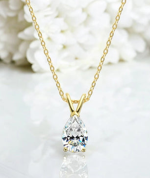 18k Plated 1.5CT Pear Cut Moissanite Diamond Necklace - Ornalux