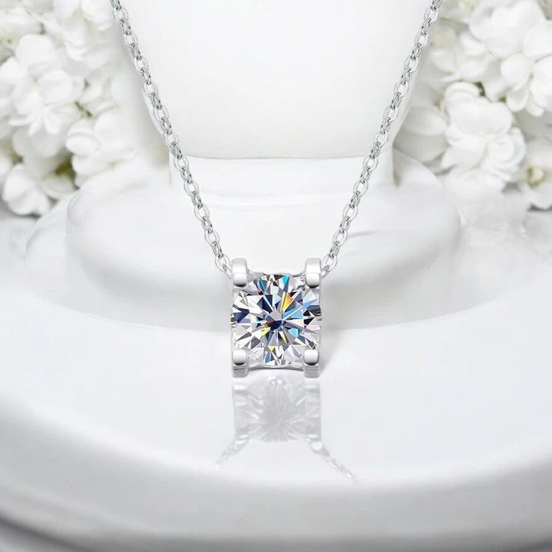 D Color 2CT Moissanite Pendant - Classic Wedding Necklace - Ornalux