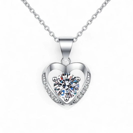 Certified GRA 1.0ct Moissanite Heart Necklace - Ornalux