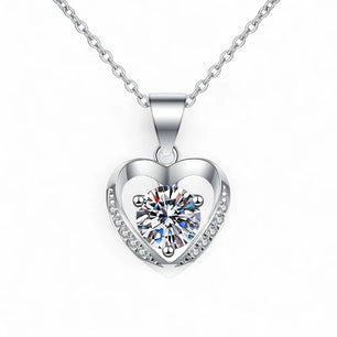 Certified GRA 1.0ct Moissanite Heart Necklace - Ornalux