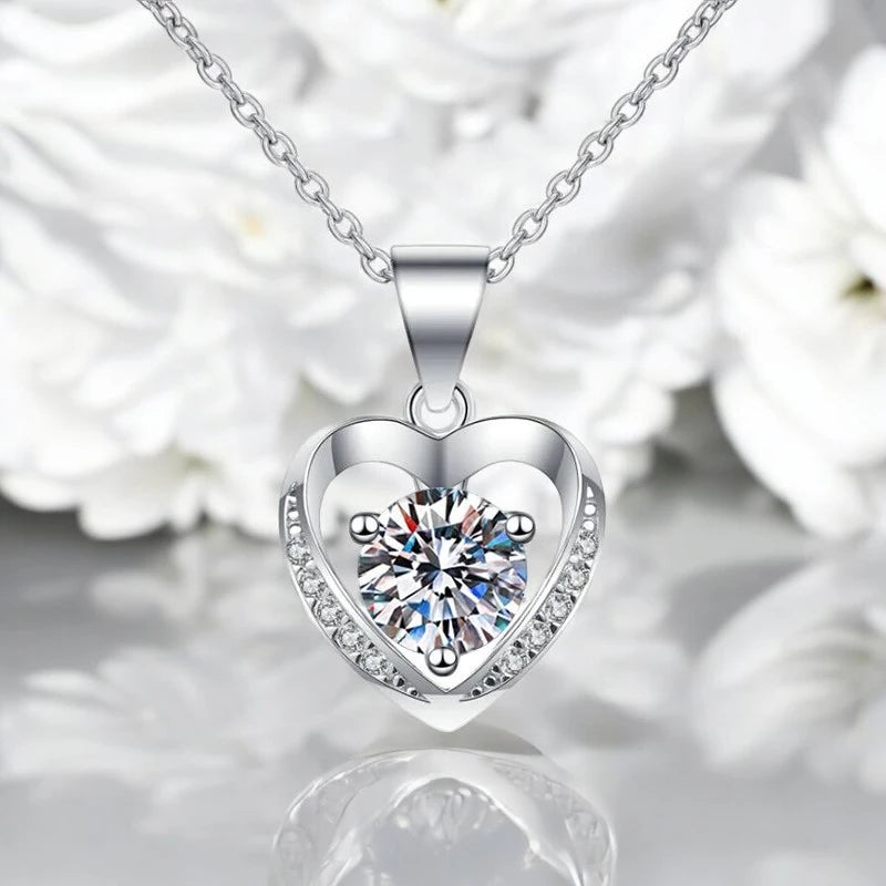 Certified GRA 1.0ct Moissanite Heart Necklace - Ornalux