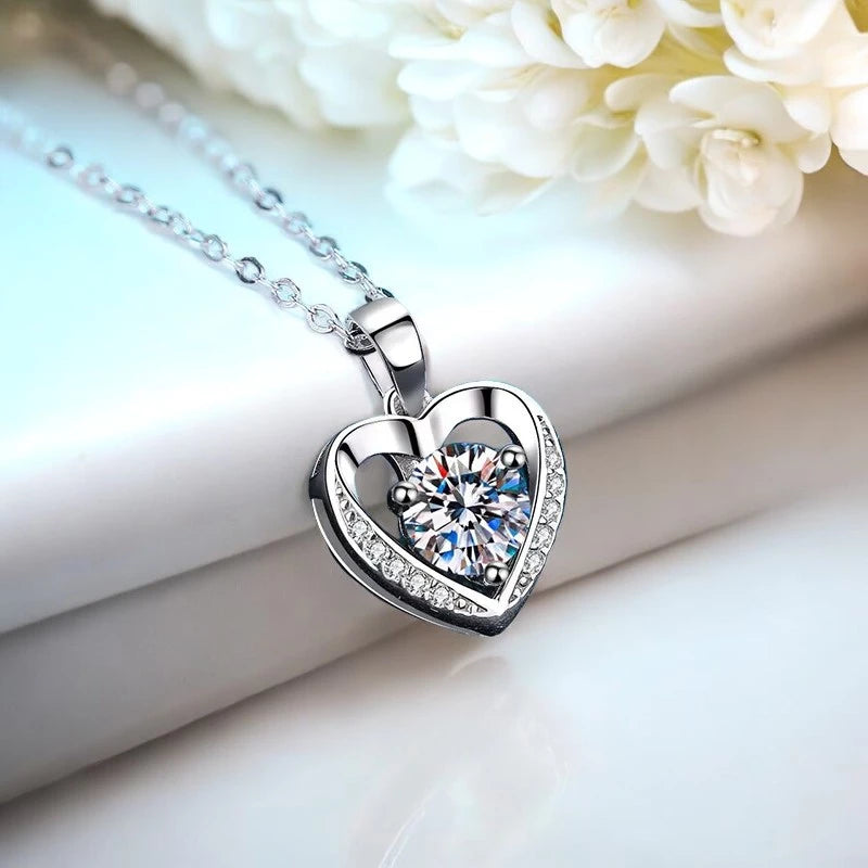 Certified GRA 1.0ct Moissanite Heart Necklace - Ornalux