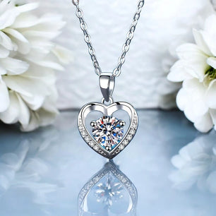 Certified GRA 1.0ct Moissanite Heart Necklace - Ornalux