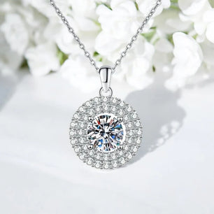 2CT Luxury D Color Moissanite Necklace - Sparkling Round Pendant - Ornalux