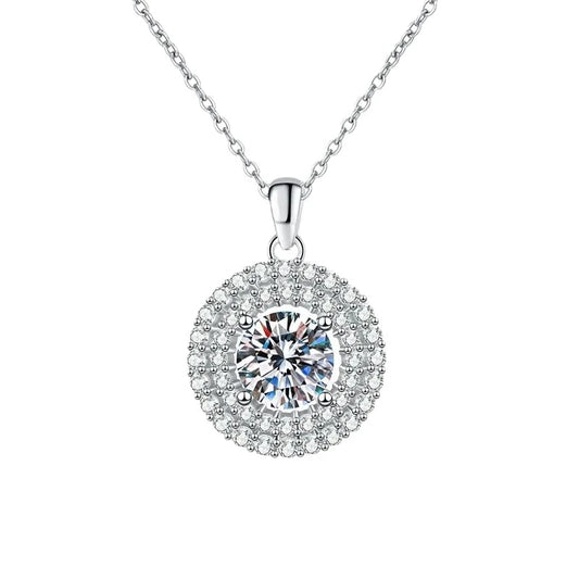 2CT Luxury D Color Moissanite Necklace - Sparkling Round Pendant - Ornalux