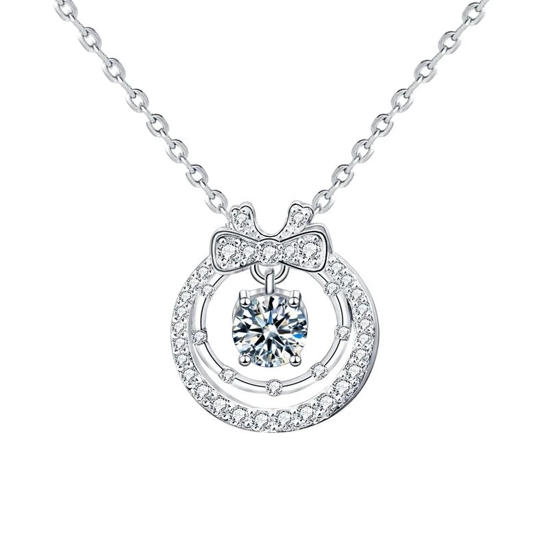 925 Silver Bowknot Necklace with Moissanite - Ornalux