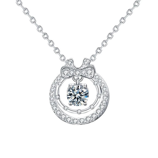 925 Silver Bowknot Necklace with Moissanite - Ornalux