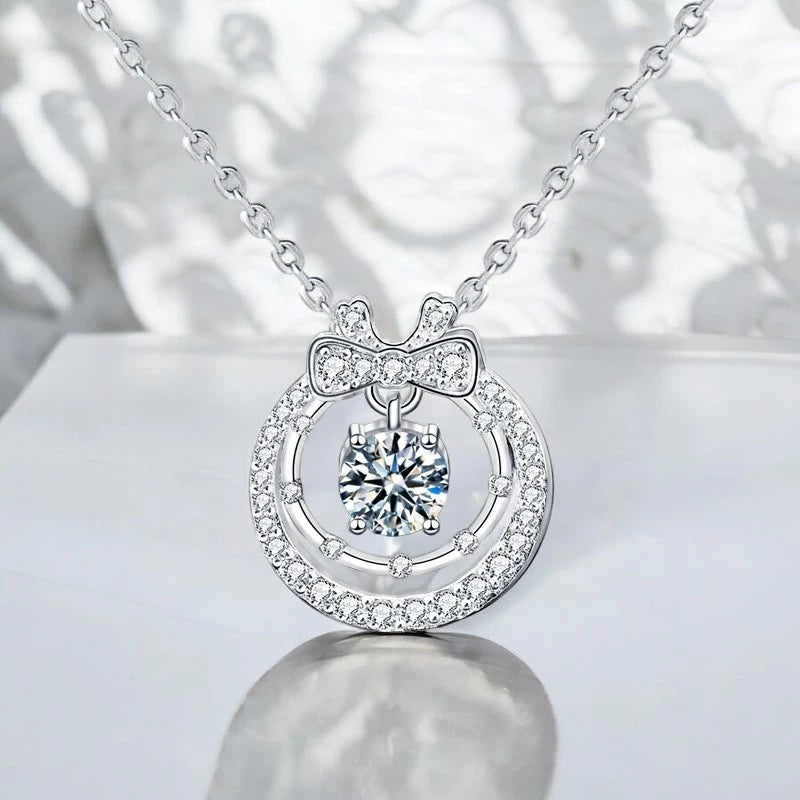 925 Silver Bowknot Necklace with Moissanite - Ornalux