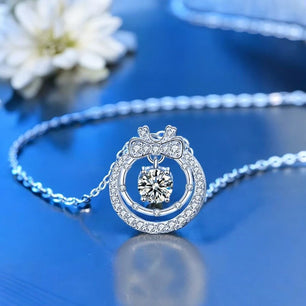 925 Silver Bowknot Necklace with Moissanite - Ornalux