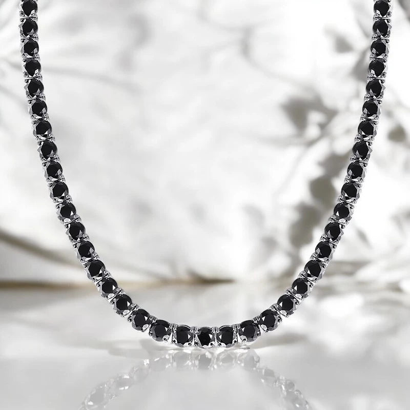 Black Moissanite Tennis Necklace 3-6.5mm - Ornalux