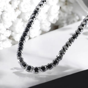 Black Moissanite Tennis Necklace 3-6.5mm - Ornalux