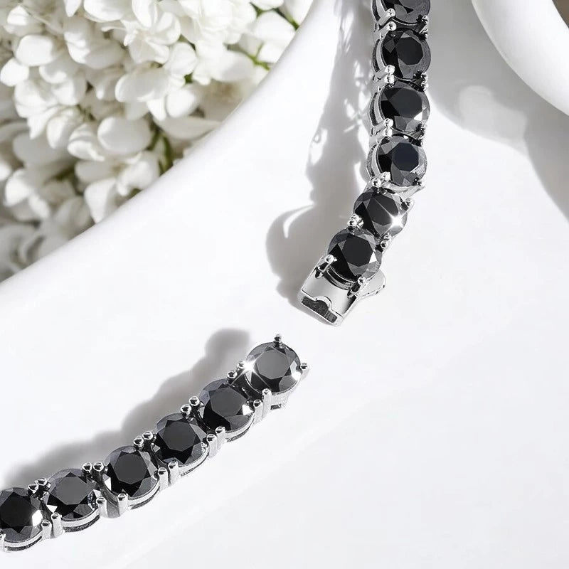 Black Moissanite Tennis Necklace 3-6.5mm - Ornalux