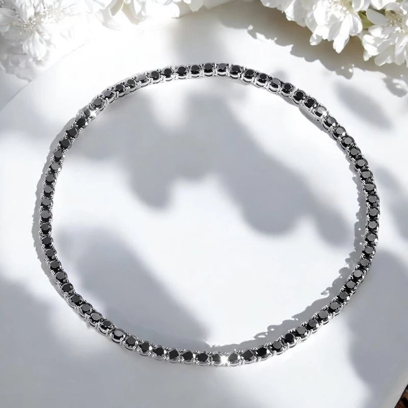 Black Moissanite Tennis Necklace 3-6.5mm - Ornalux