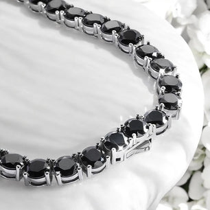 Black Moissanite Tennis Necklace 3-6.5mm - Ornalux