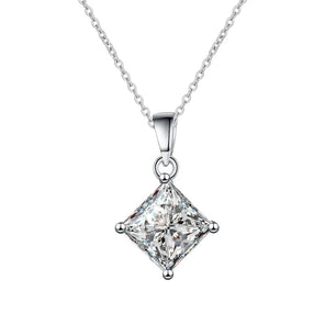 2CT Princess Cut Certified Moissanite Necklace - Ornalux