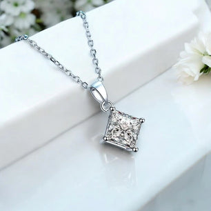 2CT Princess Cut Certified Moissanite Necklace - Ornalux