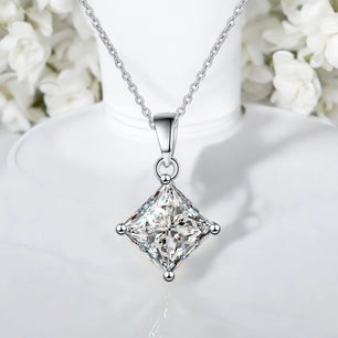 2CT Princess Cut Certified Moissanite Necklace - Ornalux