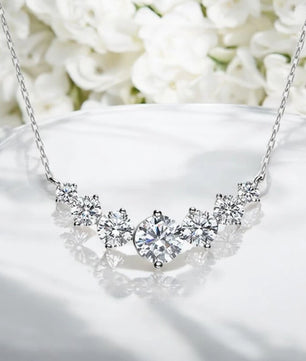 Sparkling Moissanite Diamond Pendant Necklace - Ornalux