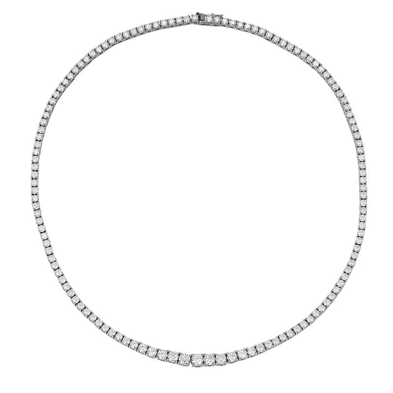 Luxury All Moissanite Tennis Necklace 18k White Gold - Ornalux