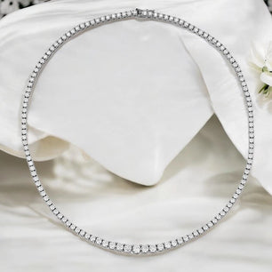 Luxury All Moissanite Tennis Necklace 18k White Gold - Ornalux