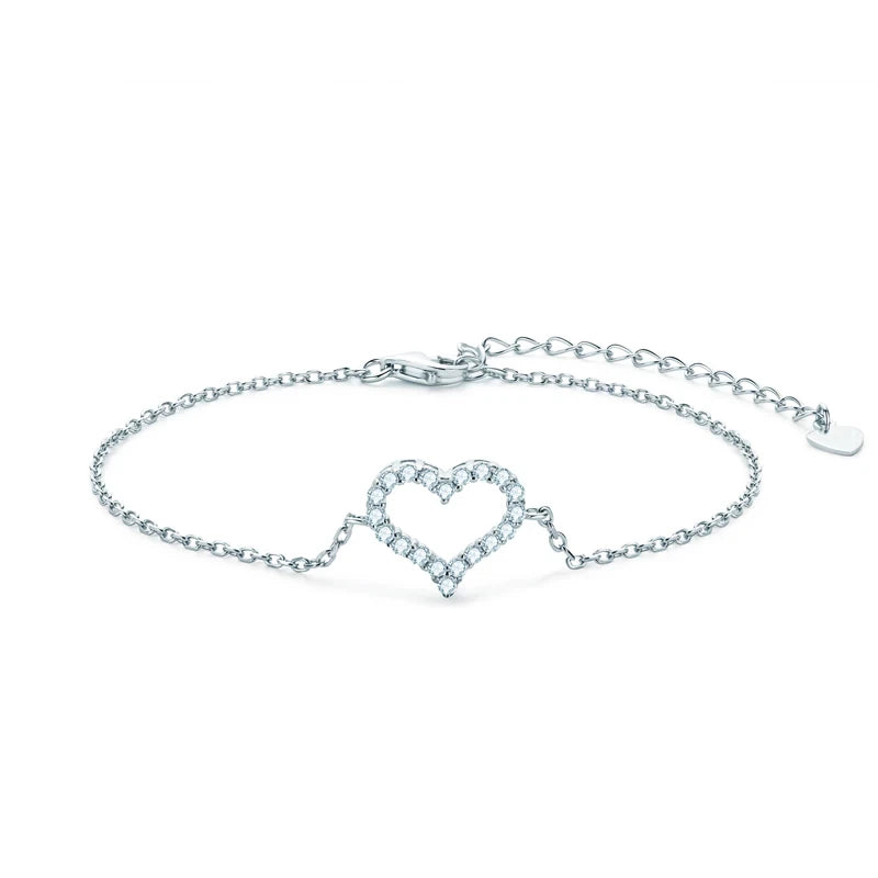 Heart Shape Moissanite Bracelet - 925 Silver - Ornalux