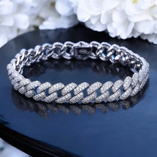 18k Gold Plated Cuban Bracelet High Carbon Diamond finish - Ornalux