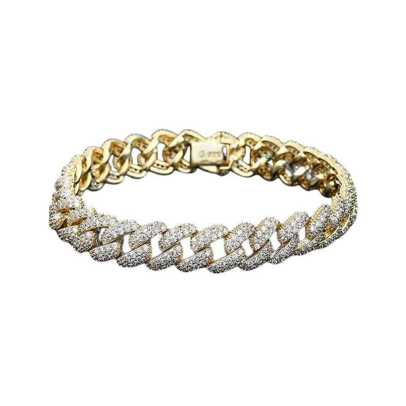 18k Gold Plated Cuban Bracelet High Carbon Diamond finish