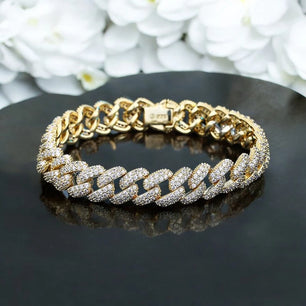 18k Gold Plated Cuban Bracelet High Carbon Diamond finish - Ornalux