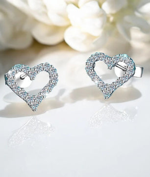 Heart Moissanite Stud Earrings D Color - Ornalux